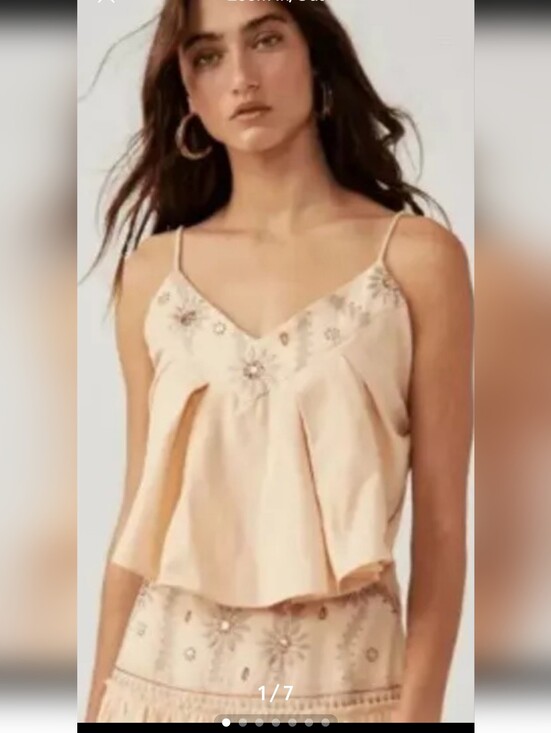 Free People Tops - Free People Crystal Cove embroidered tie back tank top XS